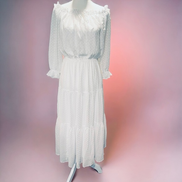 Generation Love XS White Off Shoulder‎ White Dress Eyelets long - Picture 1 of 5